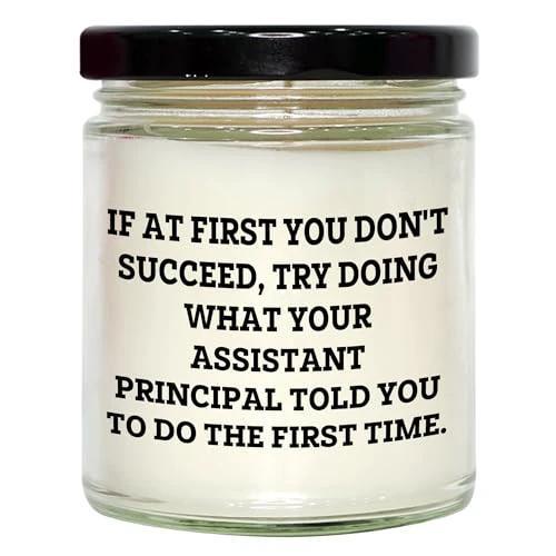 Gifts from Assistant Principals for The Win: Inspirational Funny Teacher Gifts for Christmas, Vanilla Soy Candle for Assistant Principals, 9oz Soy Wax Candle with Funny Quote