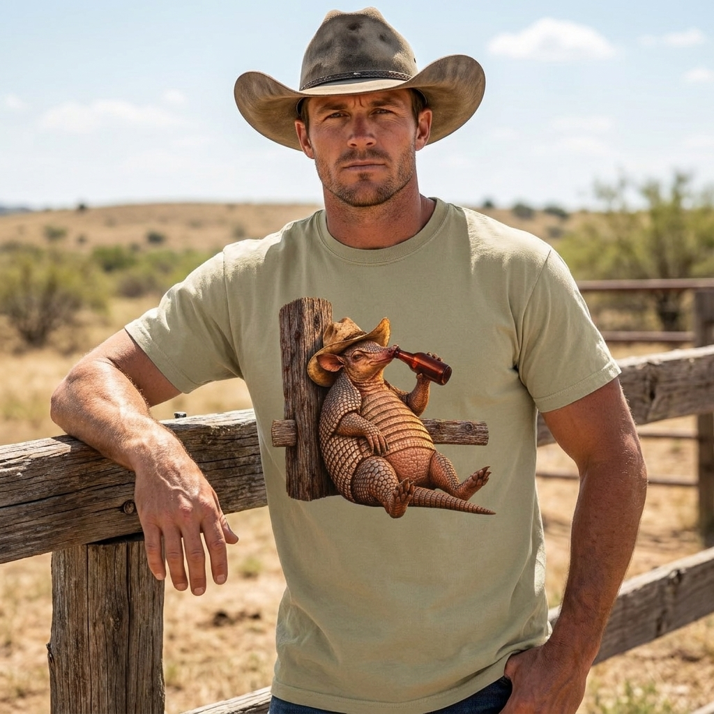 Funny Armadillo T Shirt, Cowboy Armadillo Shirt, Texas Beer Shirt, Western Graphic Tee, Funny Texas Gift, Country Humor Tee