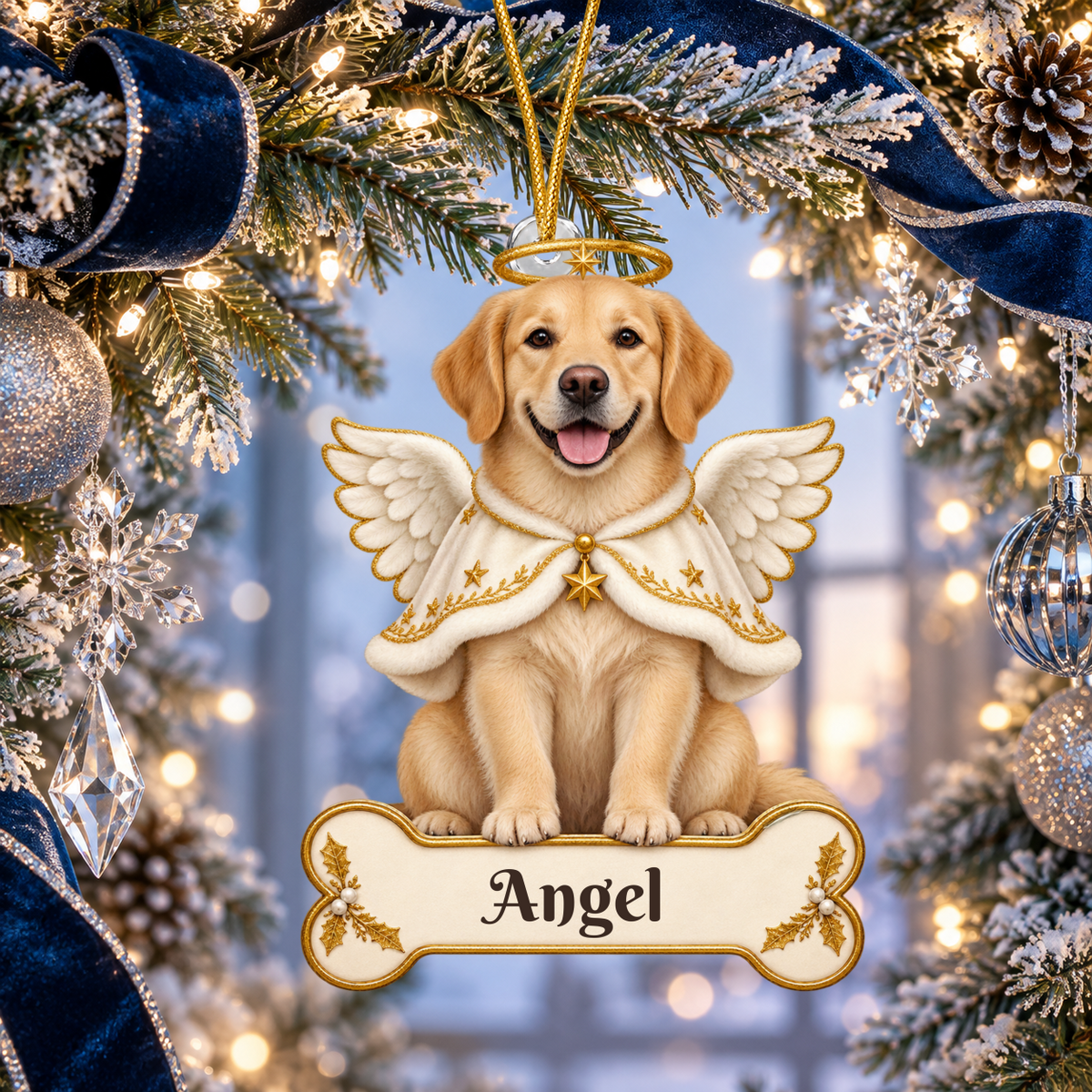 Personalized Angel Dog Christmas Ornament from Photo, Custom Pet Memorial Ornament, Dog Angel Wings Acrylic Cutout, Pet Remembrance Gift