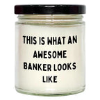 What an Awesome Banker Looks Like 9oz Vanilla Soy Candle Gifts from Men to Banker Friends at Christmas