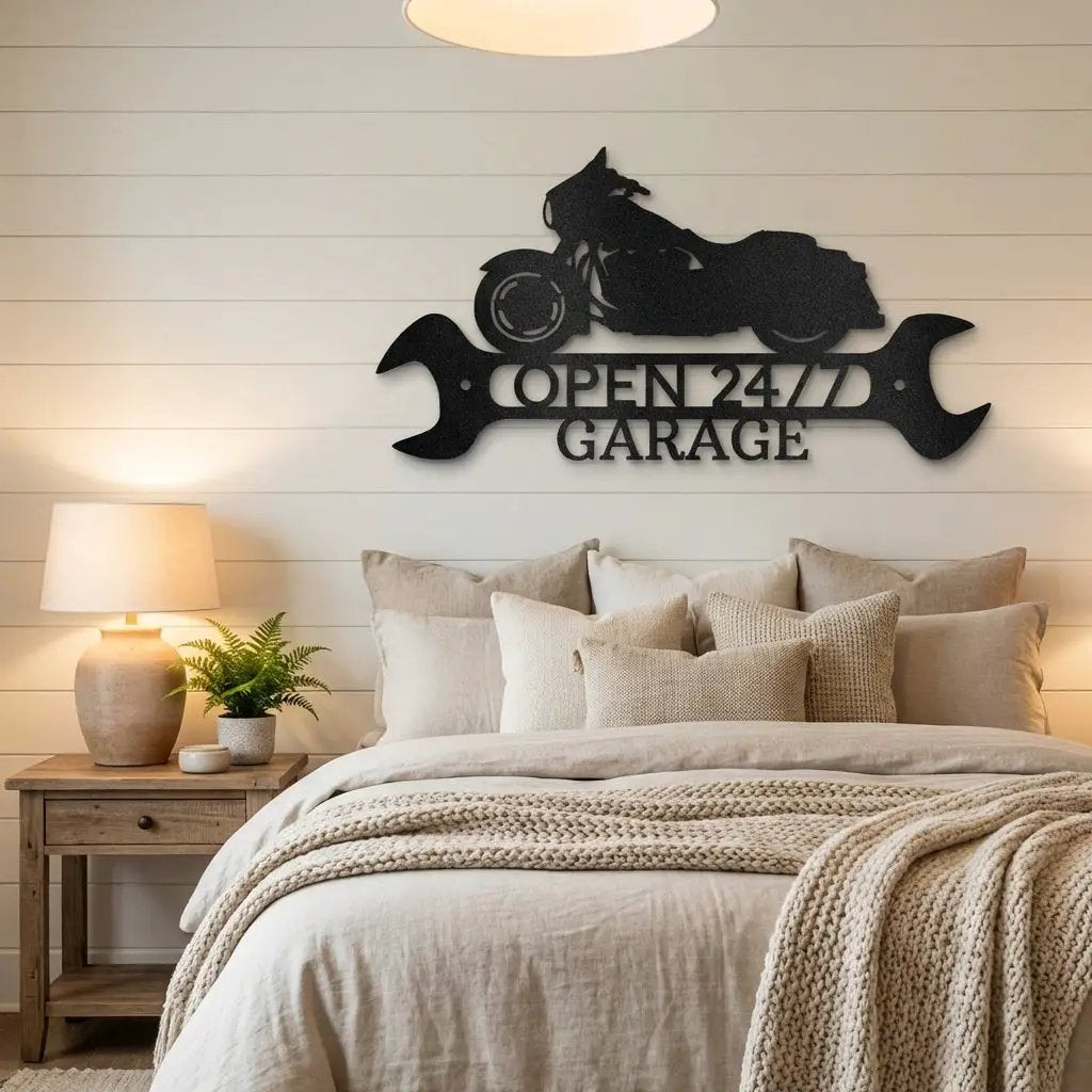 Personalized Motorcycle Garage Metal Sign – Biker Gift – Custom Name Metal Sign – Man Cave Decor – Garage Sign