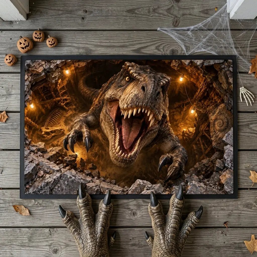 T-Rex 3D Illusion Doormat, Dinosaur Optical Illusion Door Mat, T Rex Welcome Mat, Jurassic Dinosaur Decor, Funny Dinosaur Gift