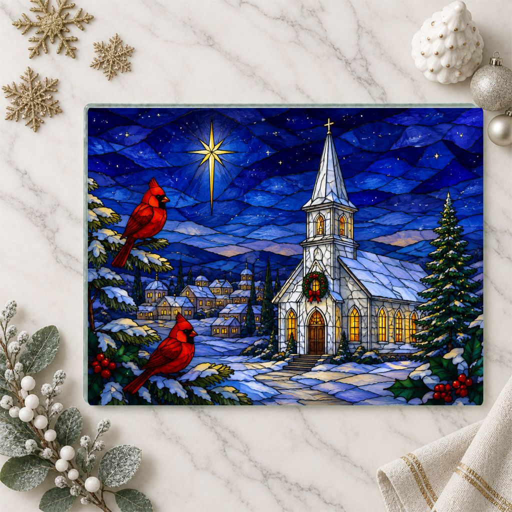 Christian Christmas Glass Cutting Board, Faith Filled Christmas Decor, Religious Christmas Gift, Choose From 10 Designs