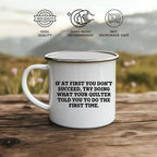 Funny Quilter Camper Mug – “Do What Your Quilter Told You” – 12oz Enamel Coffee Cup for Sewing Enthusiasts