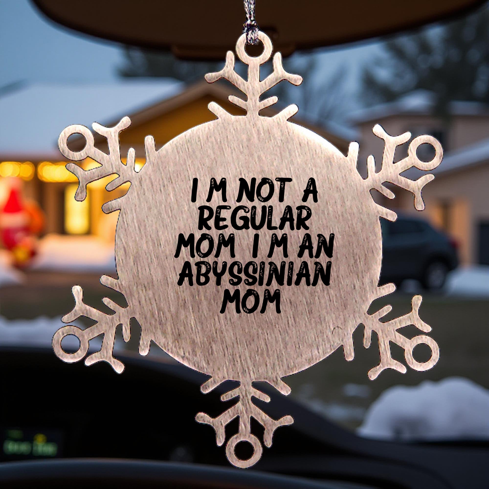 Abyssinian Cat Mom Snowflake Ornament, Funny Christmas Unique Gift for Abyssinian Cat Lover from Mom, Unique Snowflake Ornament, Shatterproof, 3.14 inches