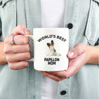 Spring Pet Products Papillon Dog Lover Gift World's Best Mom Birthday Mother's Day Present White Ceramic Coffee Mug