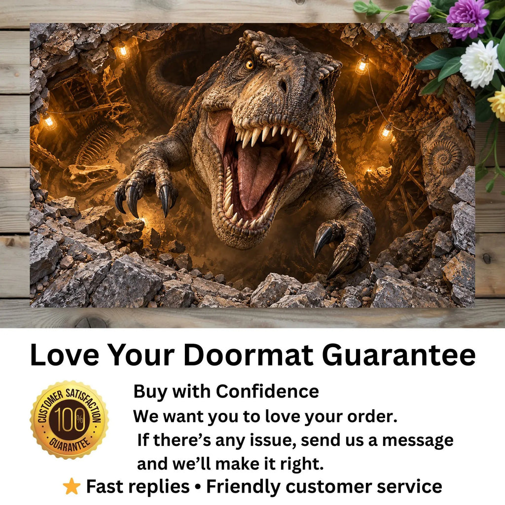 T-Rex 3D Illusion Doormat, Dinosaur Optical Illusion Door Mat, T Rex Welcome Mat, Jurassic Dinosaur Decor, Funny Dinosaur Gift