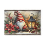 Christmas Gnome Glass Cutting Board — Festive Poinsettia & Lantern Kitchen Decor