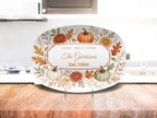 Personalized Thanksgiving Platter, Custom Family Name Serving Platter, Fall Pumpkin Serving Tray, Thanksgiving Hostess Gift
