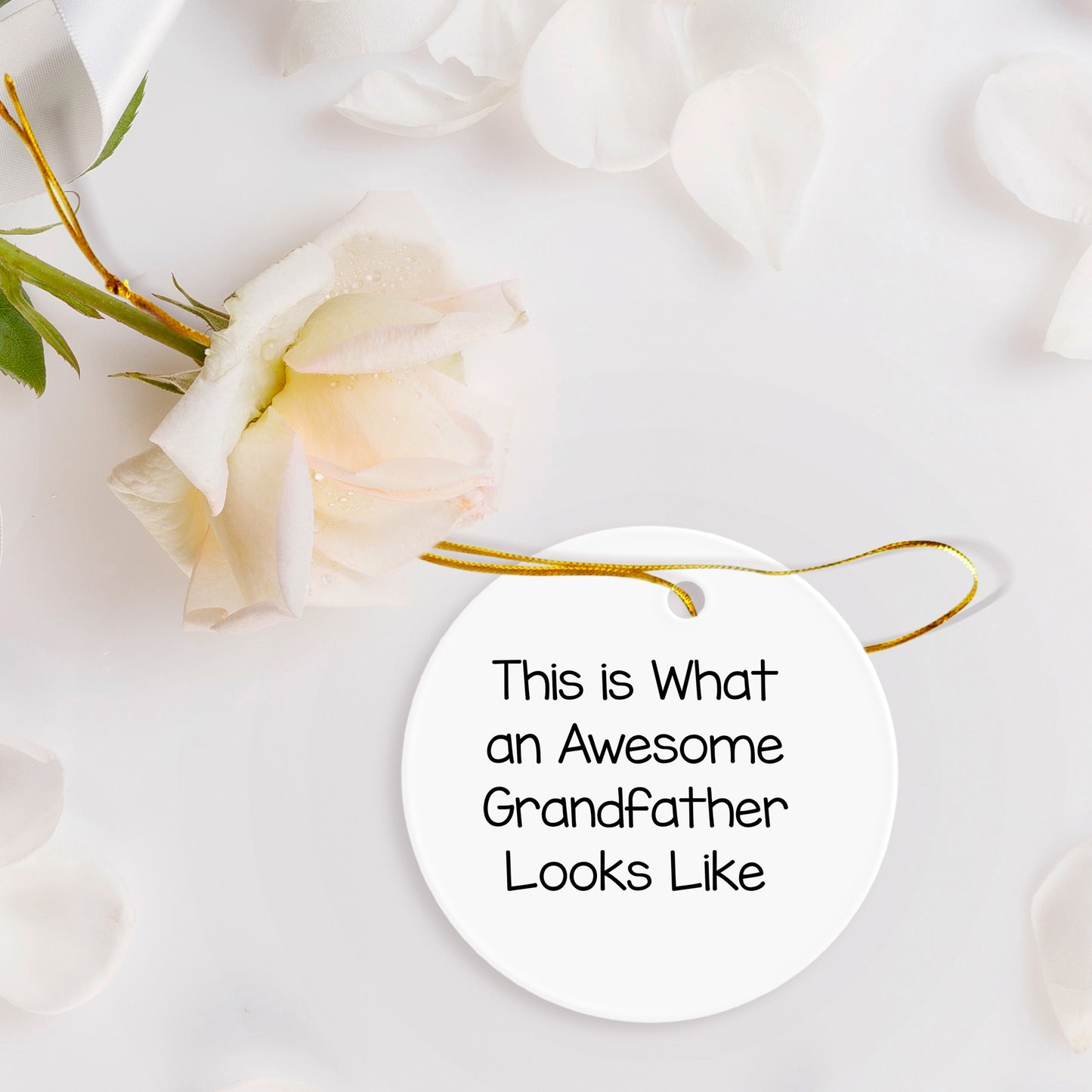 Funny Grandfather Circle Ornament, 'This Is What An Awesome Grandfather Looks Like' Quote, Gifts from Men to Grandfather