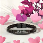 Spring Pet Products Papillon Dog Mom's Day Interlaced Leather Bracelet, Funny Quote Gift from Men to Women Friends Family
