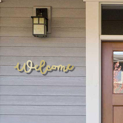 Welcome Script Indoor Outdoor Steel Wall Sign - Mallard Moon Gift Shop
