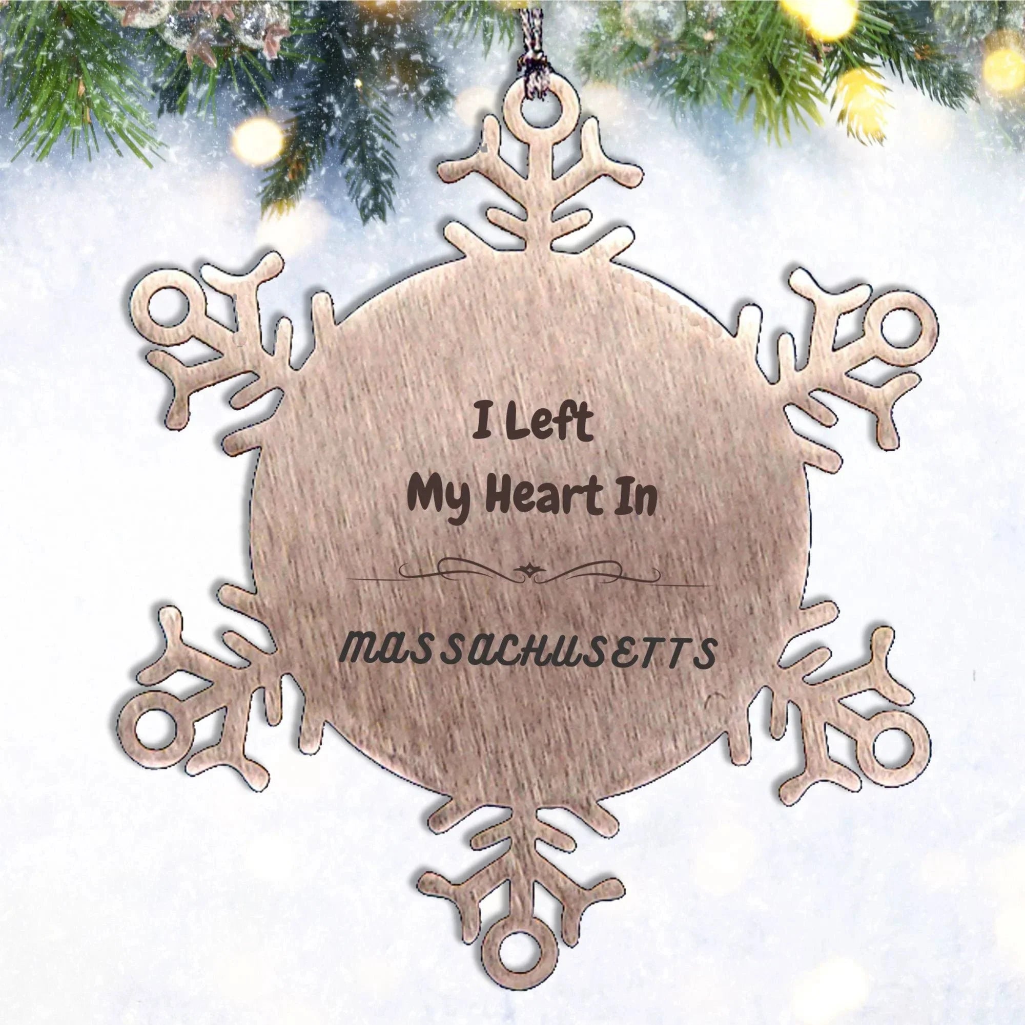 Massachusetts is my home Gifts, Lovely Massachusetts Birthday Christmas Snowflake Ornament For People from Massachusetts, Men, Women, Friends