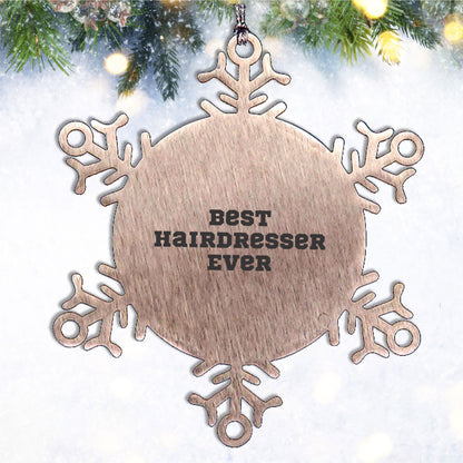 Funny Hairdresser Snowflake Steel Christmas Tree Ornament - Best Hairdresser Ever - Mallard Moon