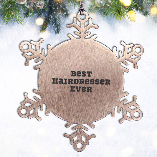 Funny Hairdresser Snowflake Steel Christmas Tree Ornament - Best Hairdresser Ever - Mallard Moon