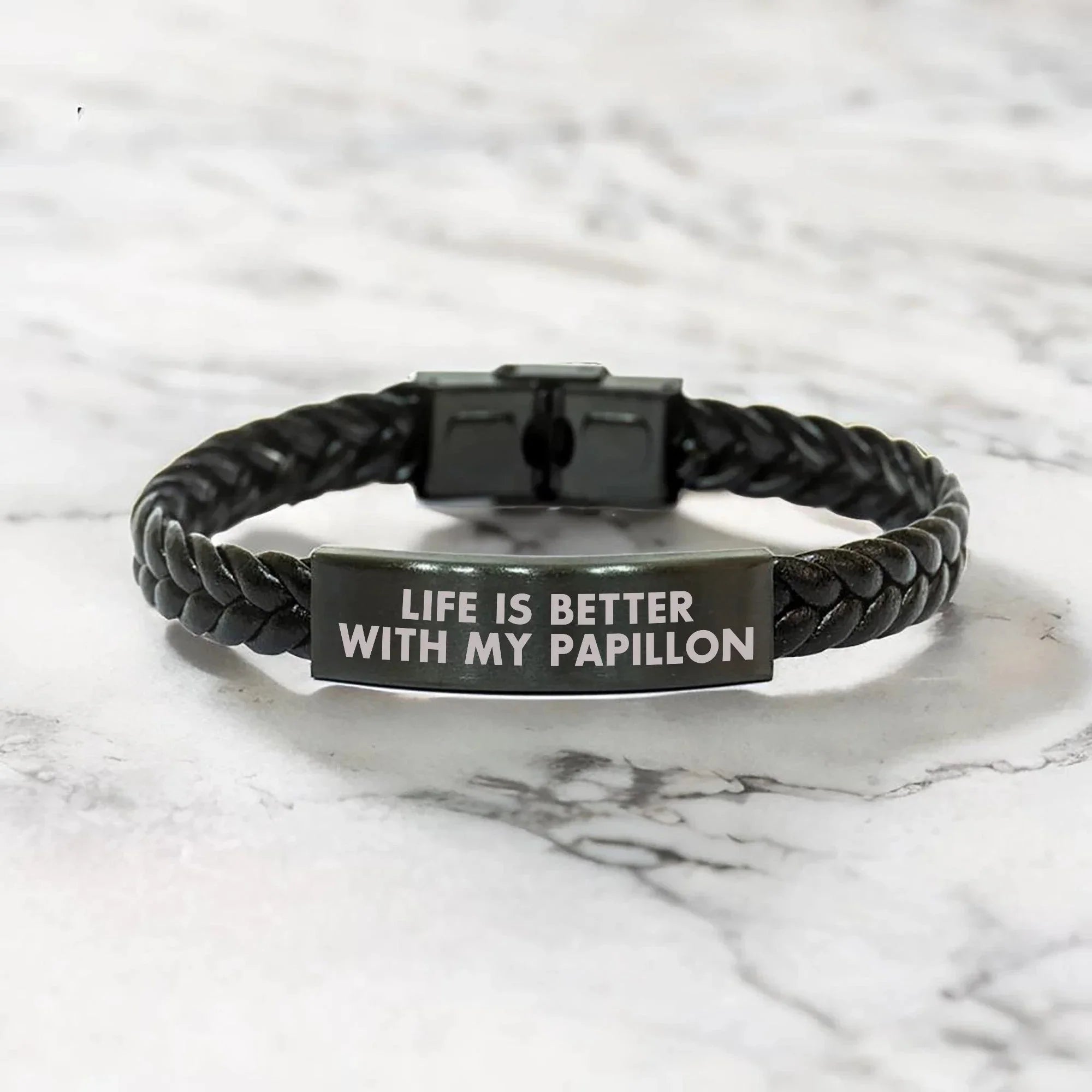 Spring Pet Products Papillon Dog Mom's Day Interlaced Leather Bracelet, Funny Quote Gift from Men to Women Friends Family