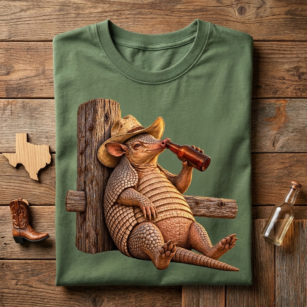 Funny Armadillo T Shirt, Cowboy Armadillo Shirt, Texas Beer Shirt, Western Graphic Tee, Funny Texas Gift, Country Humor Tee