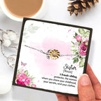 Sunflower Bracelet for Adult or Teen Sister – Sterling Silver with 18K Gold-Plated Petals – Meaningful Birthday, Christmas, or Friendship Gift with Sentimental Message Card