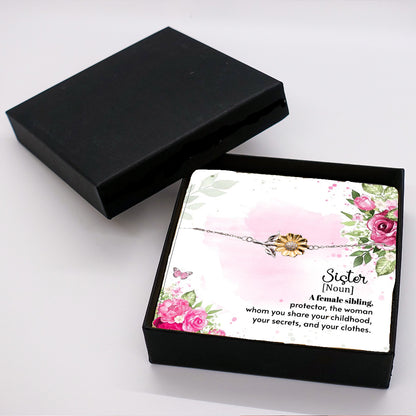 Sunflower Bracelet for Adult or Teen Sister – Sterling Silver with 18K Gold-Plated Petals – Meaningful Birthday, Christmas, or Friendship Gift with Sentimental Message Card - Mallard Moon Gift Shop