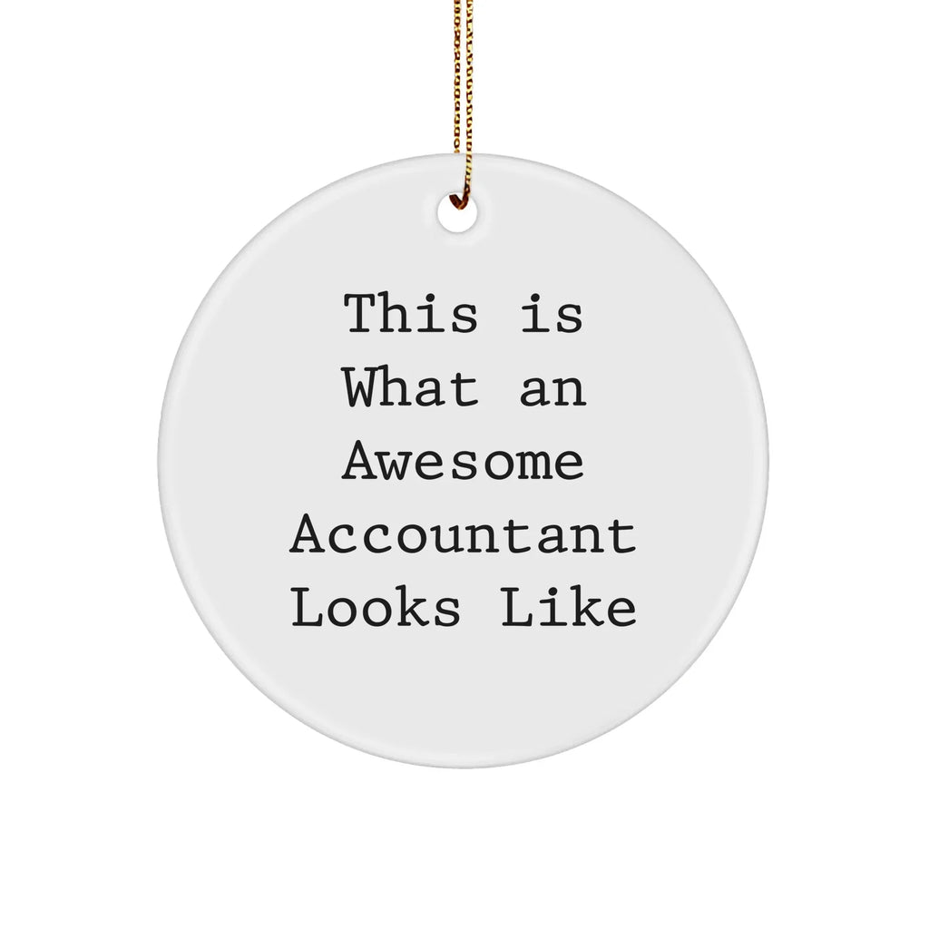 Accountant Gifts, Funny Quote Ornaments, Circle Shaped MDF White, Gifts from Friends to Accountant for Christmas, Inspirational Quote: This Is What An Awesome Accountant Looks Like