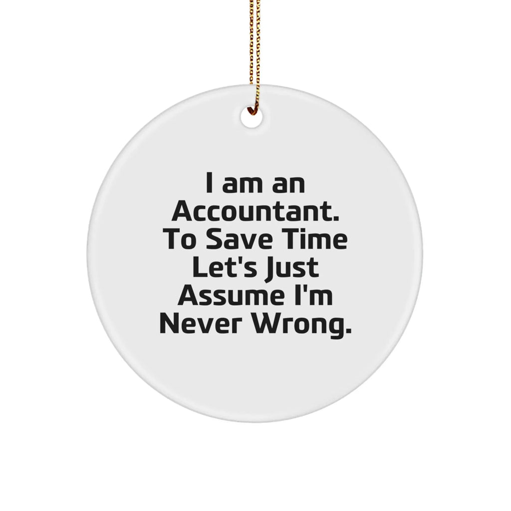 Accountant Gifts from Friends - Funny Quote Circle Ornament, White, 2.75'' Tall, 0.5 oz, Perfect for Men, Women, or Coworkers, Gifts for Accountant, Christmas Unique Presents