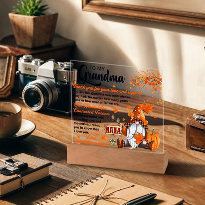 Grandma - Thank You for Your Love And Support Acrylic Square Plaque with LED Wooden Base - Mallard Moon Gift Shop