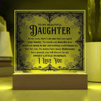 Daughter - Sweet Little Pumpkin Acrylic Square Plaque with Lighted LED Wooden Base