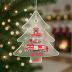 Personalized Firetruck Christmas Tree Ornament – Custom Name Firefighter Holiday Acrylic Keepsake 2025