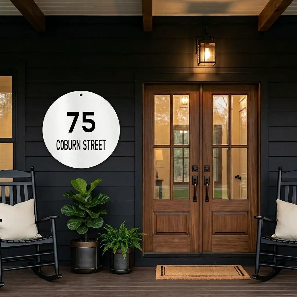 Circle Address Personalized Steel Wall Sign Custom Metal Art