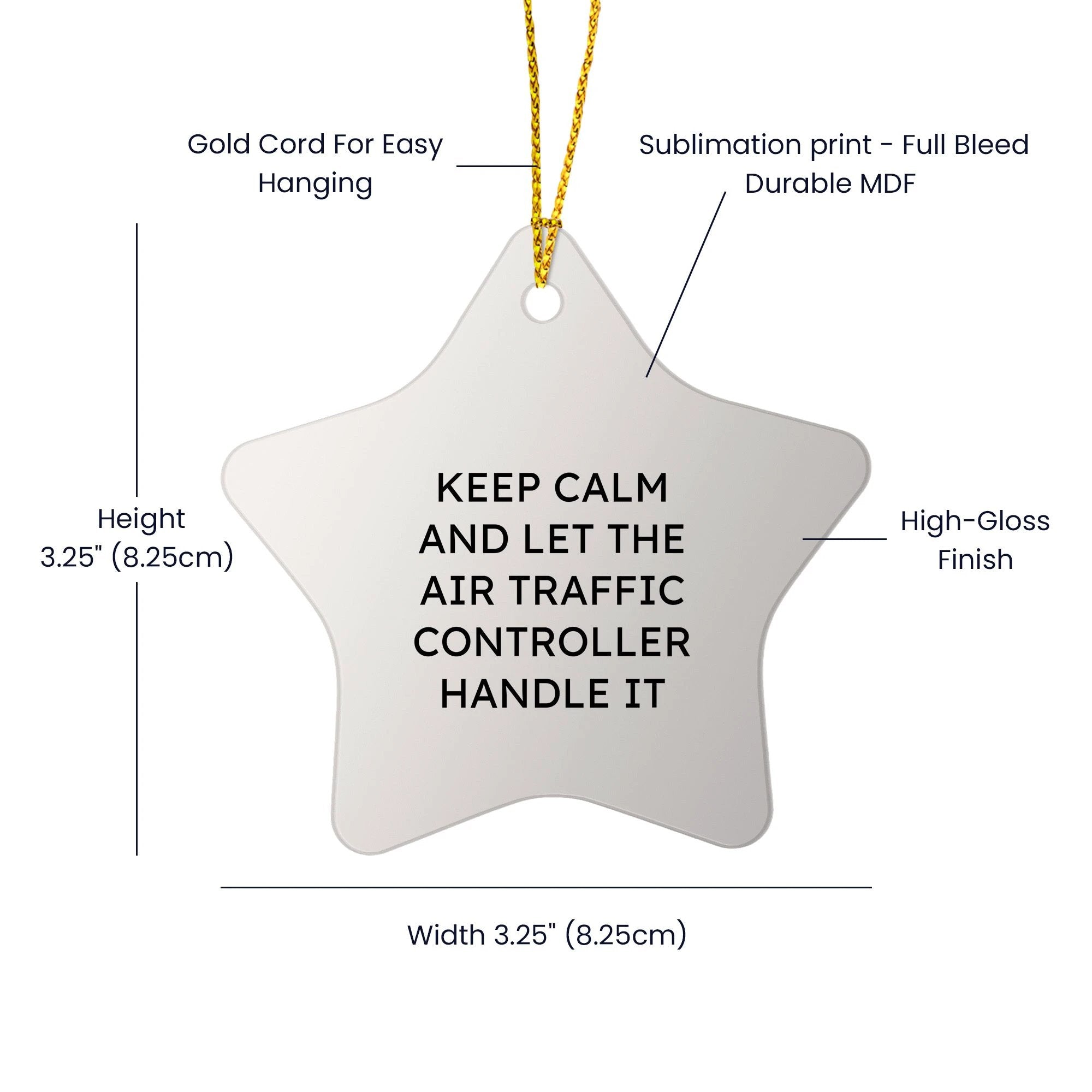 Air Traffic Controller Funny Star Ornament for Men - 'Keep Calm And Let The Air Traffic Controller Handle It' - Christmas Unique Gifts