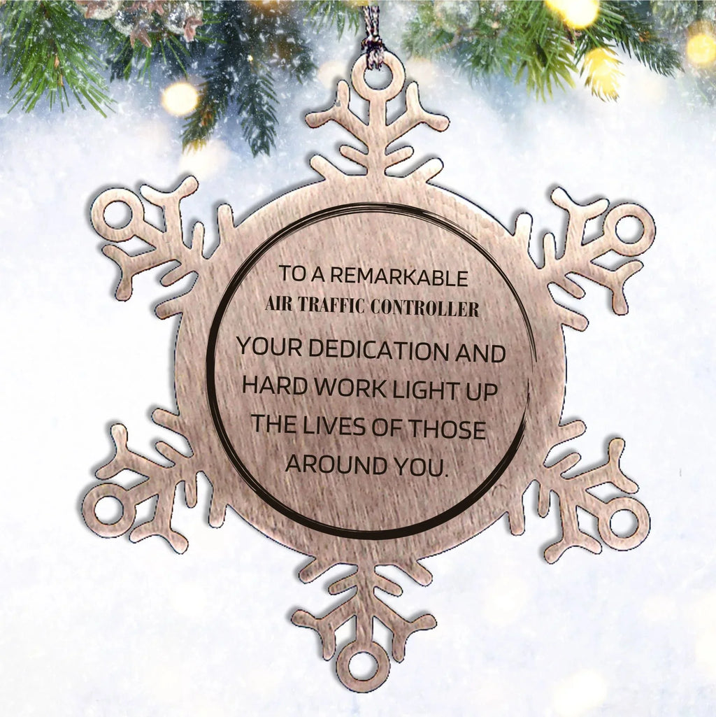 Air Traffic Controller Snowflake Ornament – Stainless Steel Christmas Decoration – Aviation Appreciation Gift – Durable, Shatterproof Holiday Keepsake