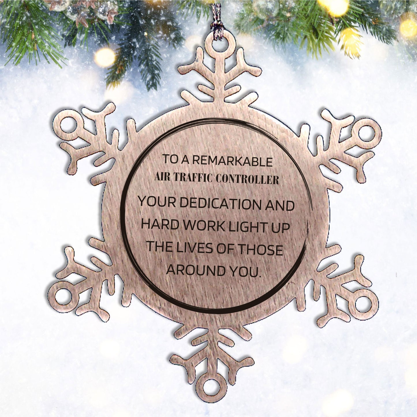 Air Traffic Controller Snowflake Ornament – Stainless Steel Christmas Decoration – Aviation Appreciation Gift – Durable, Shatterproof Holiday Keepsake