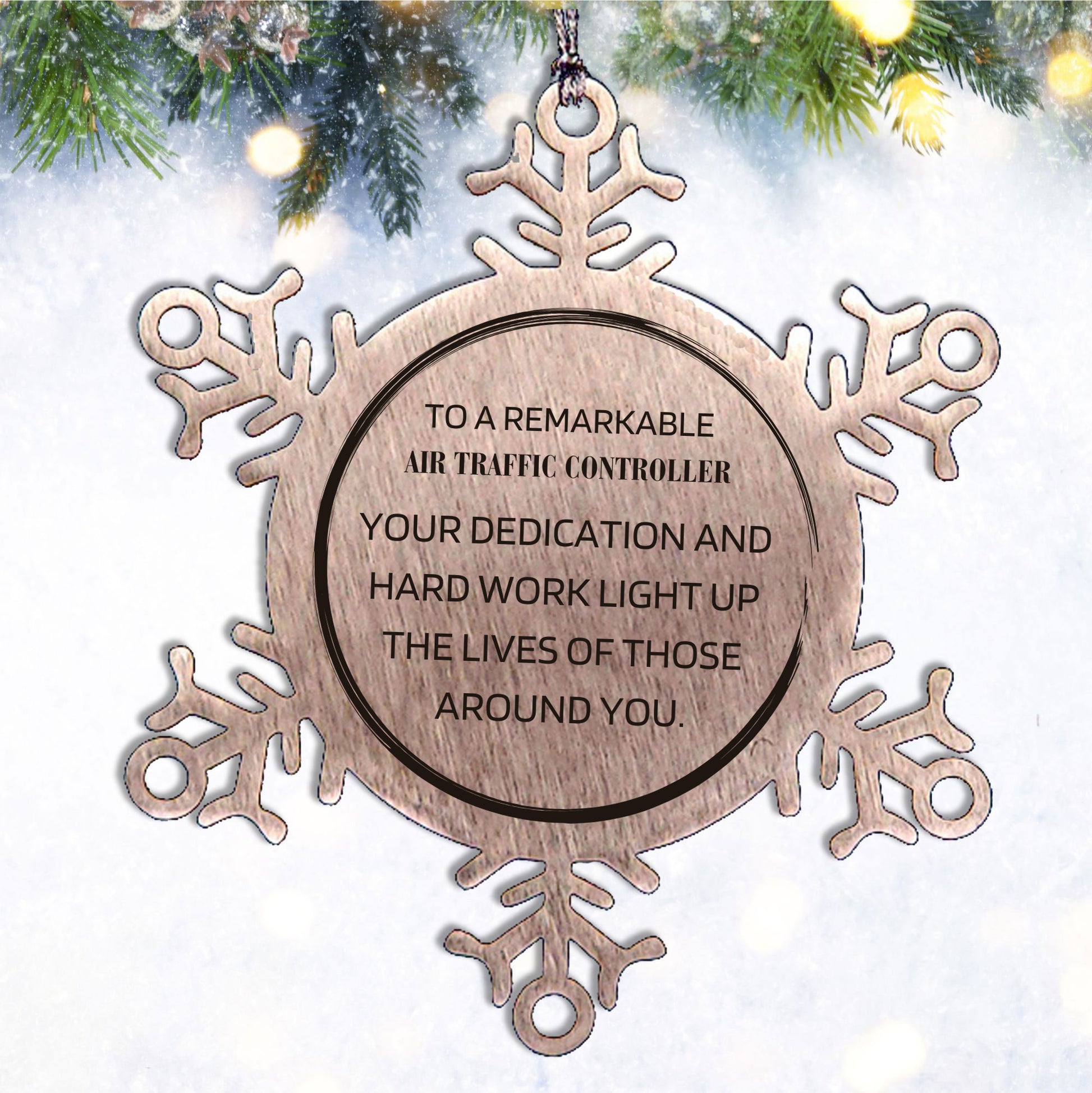 Air Traffic Controller Snowflake Ornament – Stainless Steel Christmas Decoration – Aviation Appreciation Gift – Durable, Shatterproof Holiday Keepsake