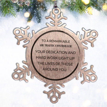 Air Traffic Controller Snowflake Ornament – Stainless Steel Christmas Decoration – Aviation Appreciation Gift – Durable, Shatterproof Holiday Keepsake