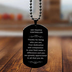 Air Traffic Controller Dog Tag Necklace – Laser Engraved Stainless Steel Pendant with Appreciation Message – Durable, Tarnish-Resistant Jewelry Gift for Aviation Professionals