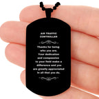 Air Traffic Controller Dog Tag Necklace – Laser Engraved Stainless Steel Pendant with Appreciation Message – Durable, Tarnish-Resistant Jewelry Gift for Aviation Professionals