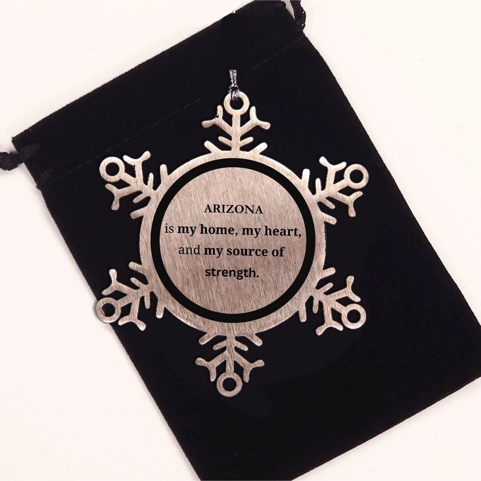 Alabama Keepsakes Alabama Is My Home Snowflake Ornament - Engraved Stainless Steel Tarnish Resistant Shatterproof