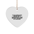 Ambulance Driver Heart Ornament, Funny Quote Gifts for Men from Friends, Christmas Unique Ambulance Driver Presents