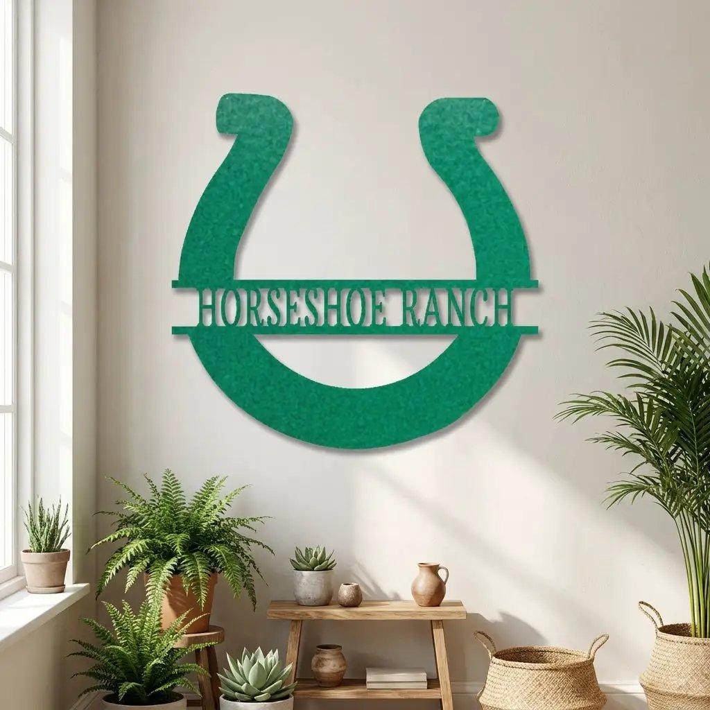 Personalized Horseshoe Metal Sign Custom Ranch Name Sign Western Decor Farmhouse Wall Art Horse Lover Gift Barn Decor Custom Steel Sign