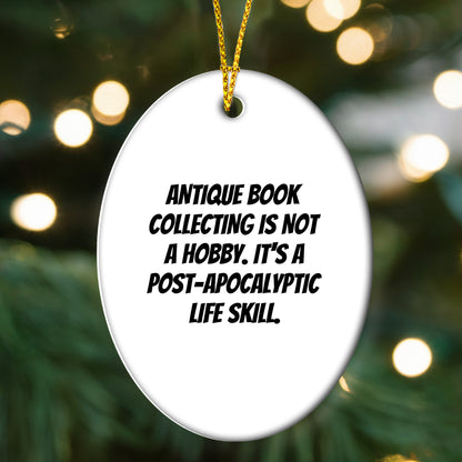 Antique Book Collecting Gifts for Men - Oval Ornament, Funny Quote, Christmas Unique Gifts from Friends, Durable MDF Construction, Ships with Gold Cord