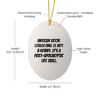 Antique Book Collecting Gifts for Men - Oval Ornament, Funny Quote, Christmas Unique Gifts from Friends, Durable MDF Construction, Ships with Gold Cord
