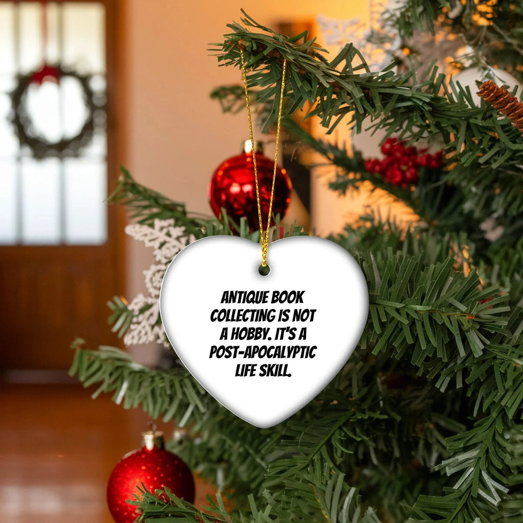 Antique Book Collecting Heart Ornament Gifts from Friends for Christmas - A Post-Apocalyptic Life Skill for Book Lovers