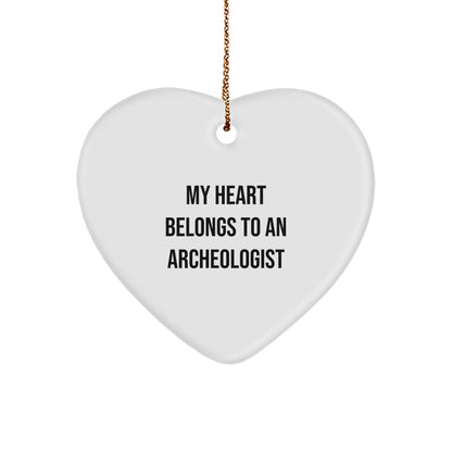 Archeologist Heart Ornament Gifts from Friends for Christmas - 'My Heart Belongs To An Archeologist' - Unique Heart Shaped MDF with Sublimation Printing - Image 1