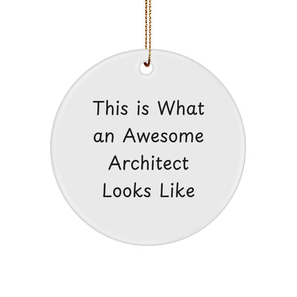 Architect Gifts - Funny Circle Ornament 'This Is What An Awesome Architect Looks Like' - Christmas Unique Gifts from Friends to Family