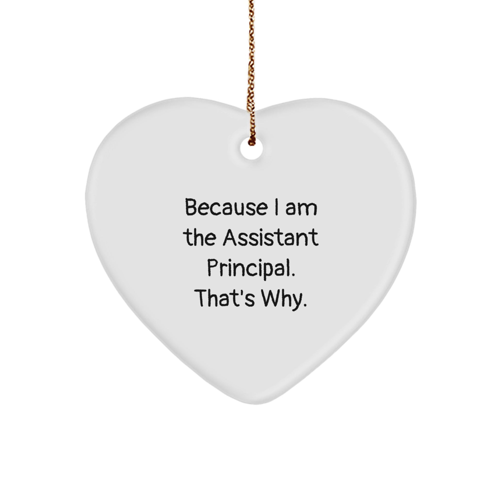 Assistant Principal Gifts, Funny Heart Ornament for Christmas, 'Because I Am The Assistant Principal. That's Why.' from Friends, Family, Coworkers