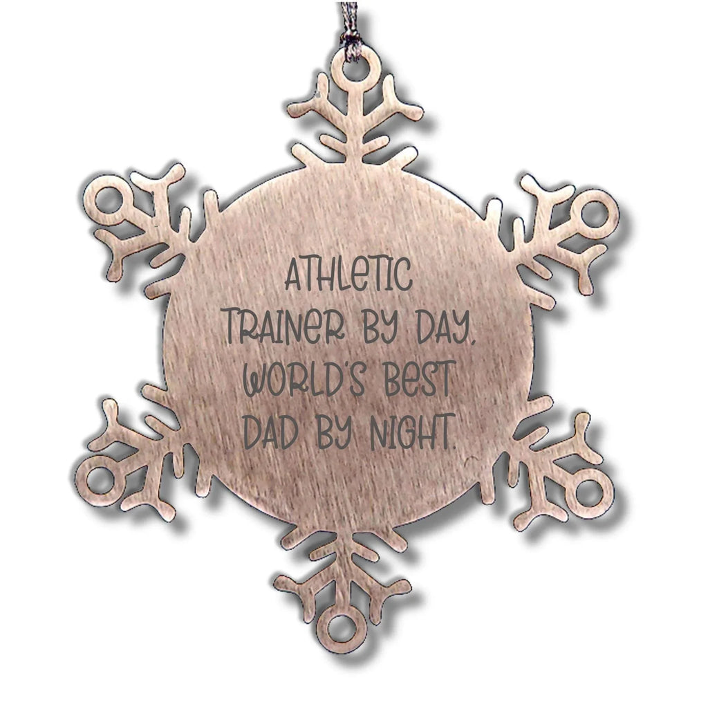 Athletic Trainer Gifts from Men, Snowflake Ornament for Christmas, 'By Day, World's Best Dad By Night' Quote
