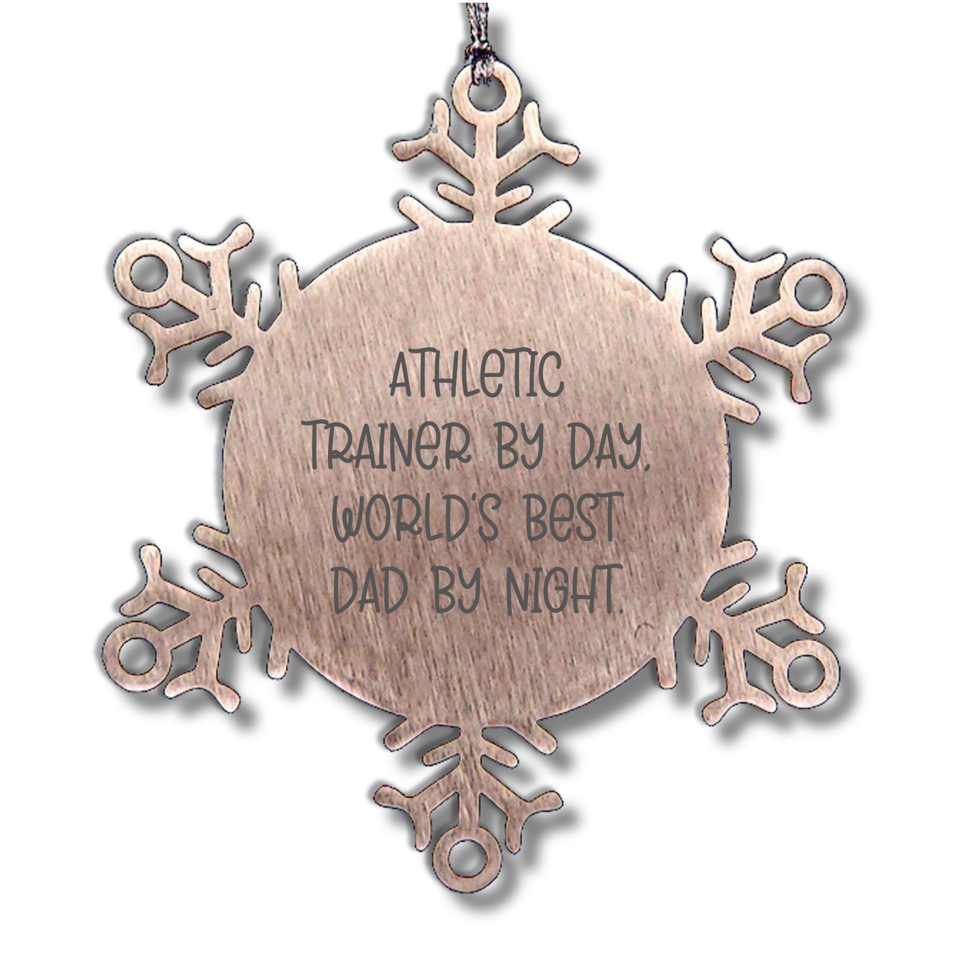 Athletic Trainer Gifts from Men, Snowflake Ornament for Christmas, 'By Day, World's Best Dad By Night' Quote