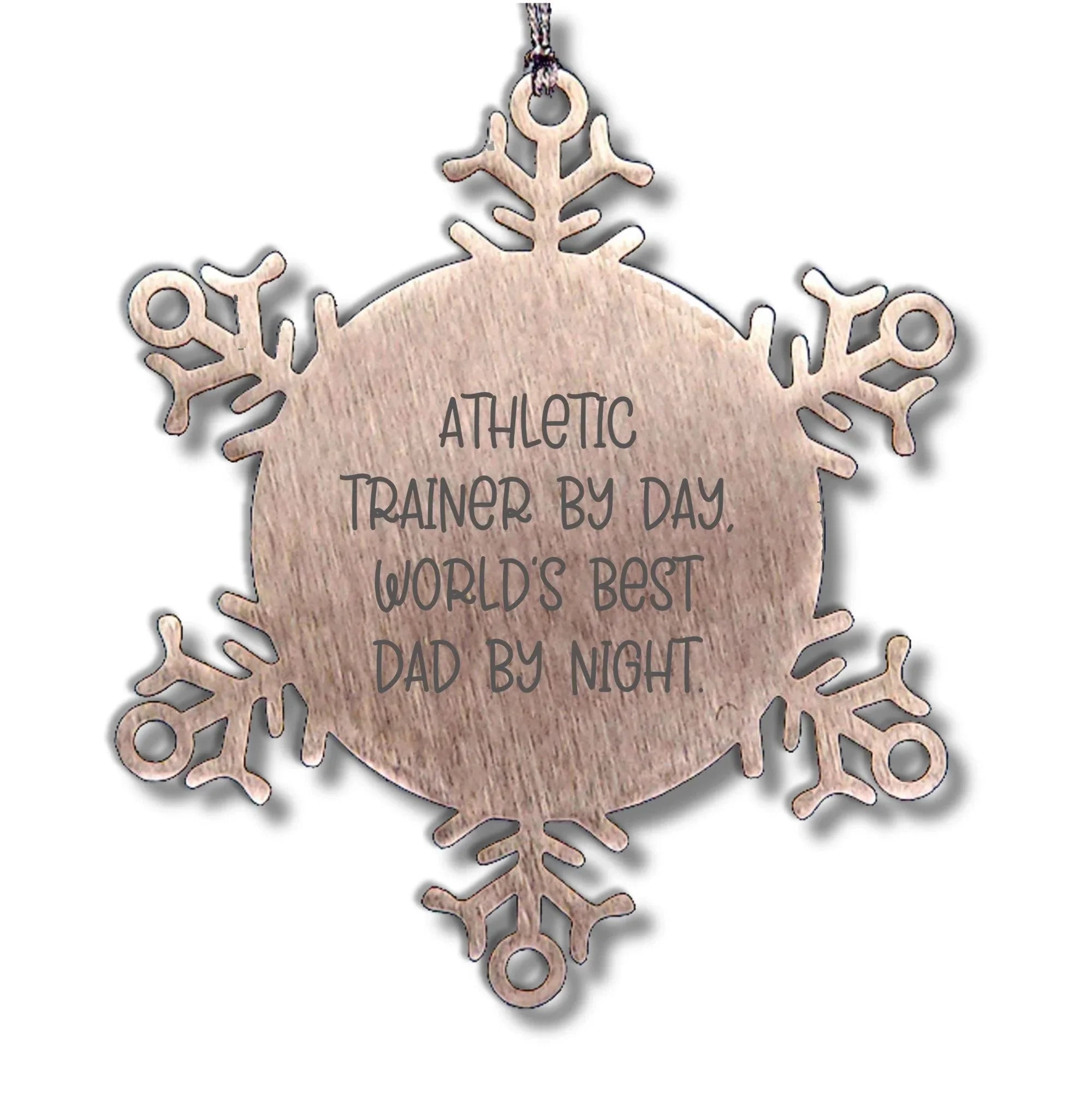 Athletic Trainer Gifts from Men, Snowflake Ornament for Christmas, 'By Day, World's Best Dad By Night' Quote