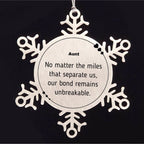 Aunt Long Distance Relationship Gifts, No matter the miles that separate us, Cute Love Snowflake Ornament For Aunt, Birthday Christmas Unique Gifts For Aunt