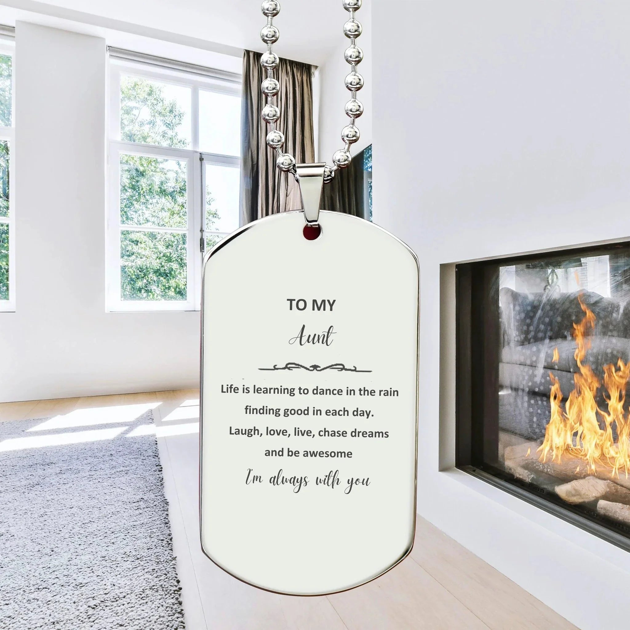 Aunt Silver Dog Tag Necklace Birthday Gifts - Life is learning to dance in the rain